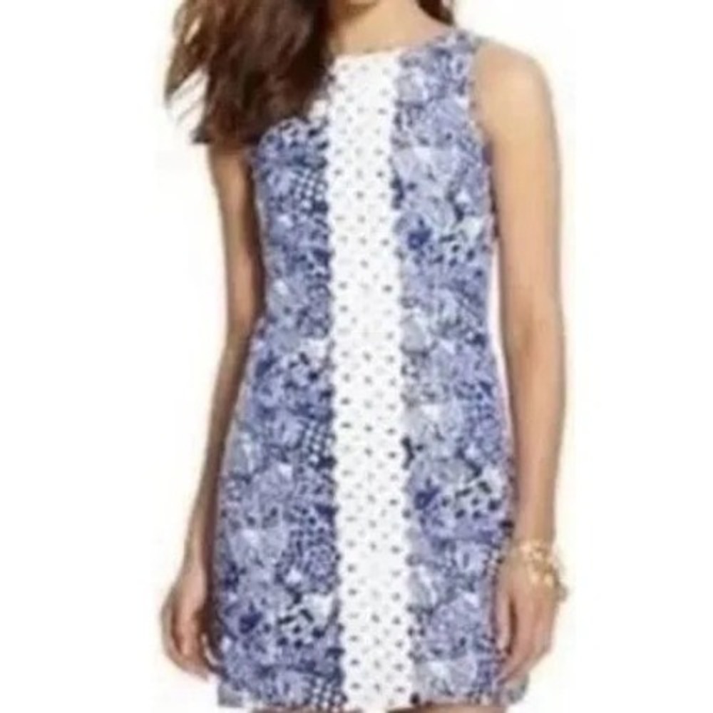 Lilly Pulitzer Target Blue White Pineapple Lace Shift Dress Size 16 Sleeveless - Picture 7 of 7